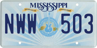 MS license plate NWW503