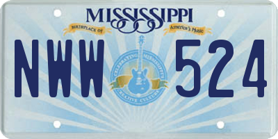 MS license plate NWW524