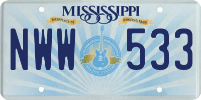 MS license plate NWW533