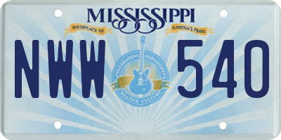 MS license plate NWW540