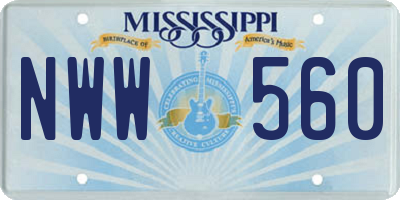 MS license plate NWW560