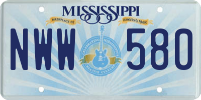 MS license plate NWW580