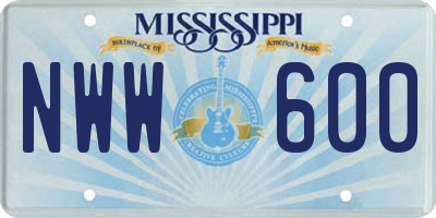 MS license plate NWW600