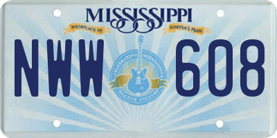 MS license plate NWW608