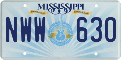 MS license plate NWW630
