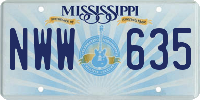 MS license plate NWW635