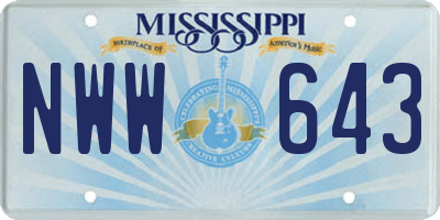 MS license plate NWW643