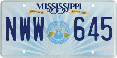MS license plate NWW645