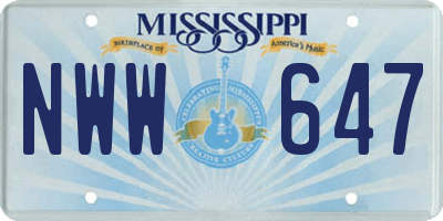 MS license plate NWW647