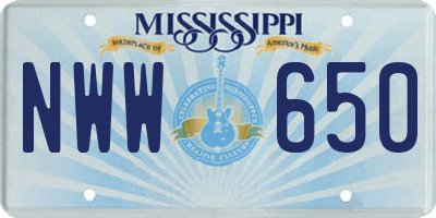 MS license plate NWW650