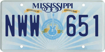 MS license plate NWW651
