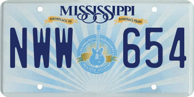 MS license plate NWW654