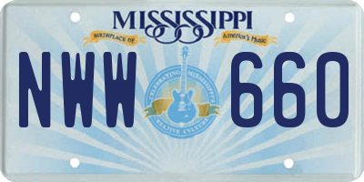 MS license plate NWW660