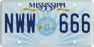 MS license plate NWW666