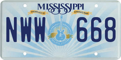 MS license plate NWW668