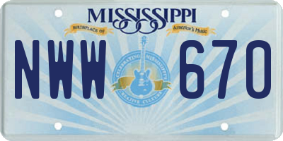 MS license plate NWW670