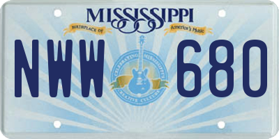 MS license plate NWW680