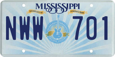 MS license plate NWW701
