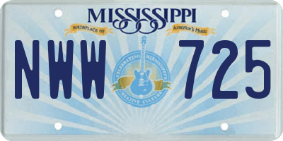 MS license plate NWW725