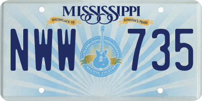 MS license plate NWW735