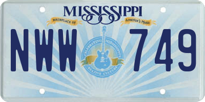 MS license plate NWW749