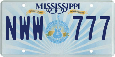 MS license plate NWW777