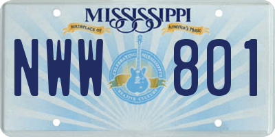 MS license plate NWW801