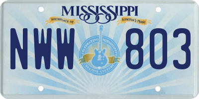 MS license plate NWW803