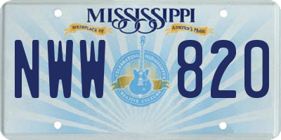 MS license plate NWW820