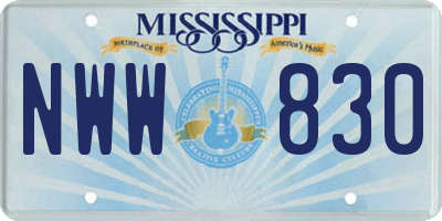 MS license plate NWW830