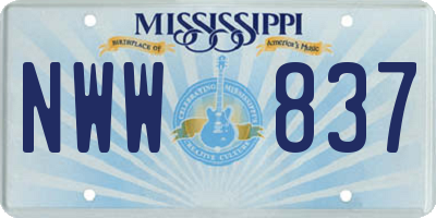 MS license plate NWW837