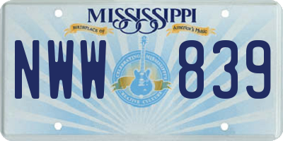 MS license plate NWW839