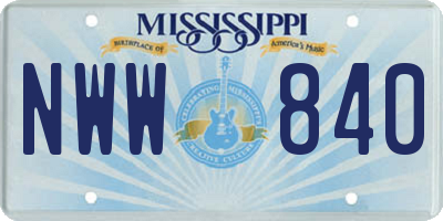 MS license plate NWW840