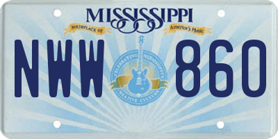 MS license plate NWW860