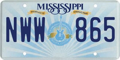 MS license plate NWW865