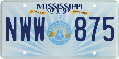 MS license plate NWW875
