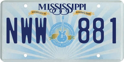 MS license plate NWW881