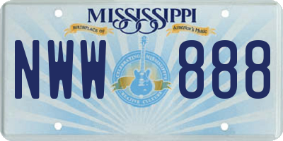 MS license plate NWW888