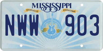 MS license plate NWW903
