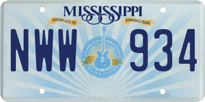 MS license plate NWW934