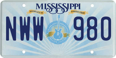 MS license plate NWW980