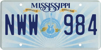 MS license plate NWW984