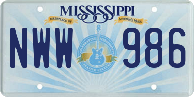 MS license plate NWW986