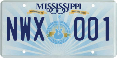 MS license plate NWX001