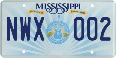 MS license plate NWX002