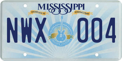 MS license plate NWX004