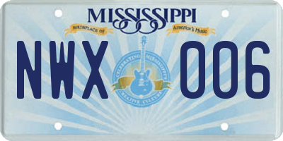 MS license plate NWX006