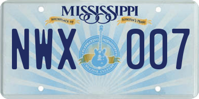 MS license plate NWX007