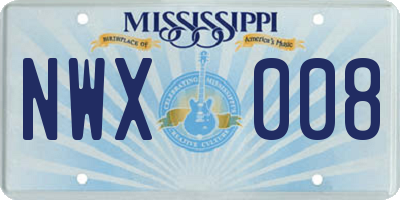 MS license plate NWX008