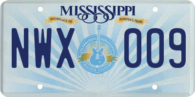 MS license plate NWX009